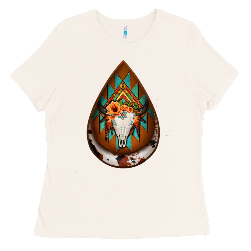 Aztec Bullskull Teardrop Earrings Ladies Tee by Jasminsmagicworld | Teevron