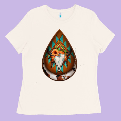 Aztec Bullskull Teardrop Earrings Ladies Tee Designed By Jasminsmagicworld