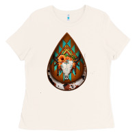Bone aztec bullskull teardrop earrings Ladies Tee - Jasminsmagicworld