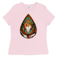 Bubblegum Pink aztec bullskull teardrop earrings Ladies Tee - Jasminsmagicworld