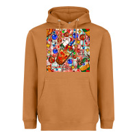 Meerkat christmas coffee cups ornaments and lights with diamond plaid seamless Heavyweight Hoodie - BundleAndBundleShop