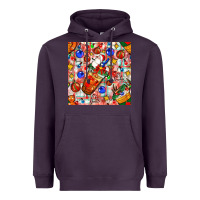 Christmas Coffee Cups Ornaments And Lights With Diamond Plaid Seamless Heavyweight Hoodie | Teevron