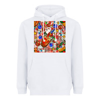 White christmas coffee cups ornaments and lights with diamond plaid seamless Heavyweight Hoodie - BundleAndBundleShop