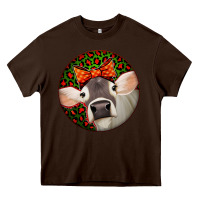 Chocolate Brown Christmas Cow, Heavy Core Tee - Jasminsmagicworld