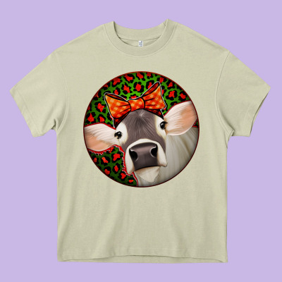 Christmas Cow, Heavy Core Tee Designed By Jasminsmagicworld