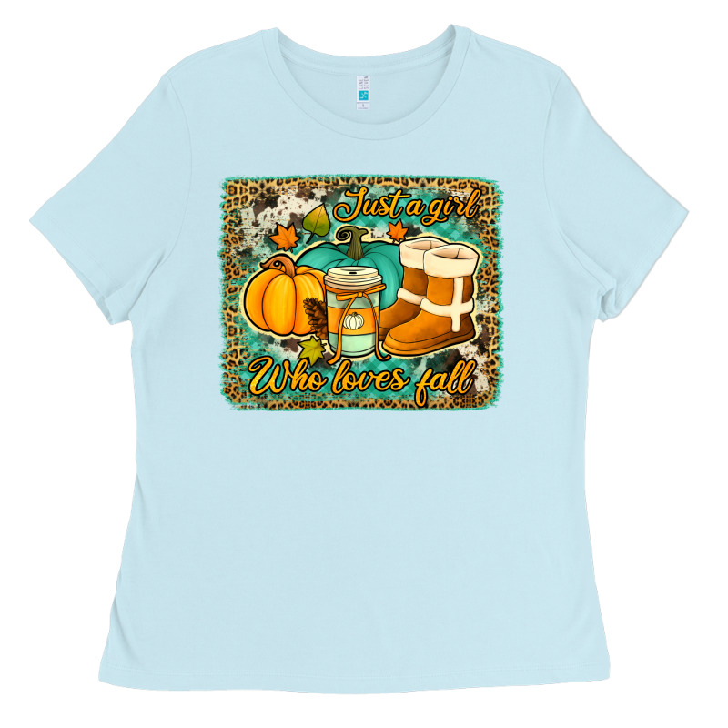 Just A Girl Who Loves Fall Background Ladies Tee by Jasminsmagicworld | Teevron