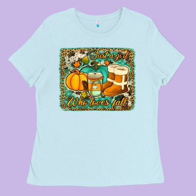 Just A Girl Who Loves Fall Background Ladies Tee Designed By Jasminsmagicworld