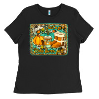 Black just a girl who loves fall background Ladies Tee - Jasminsmagicworld