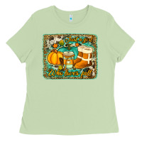 Matcha just a girl who loves fall background Ladies Tee - Jasminsmagicworld