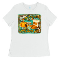 White just a girl who loves fall background Ladies Tee - Jasminsmagicworld