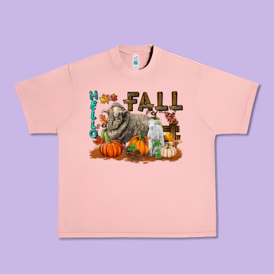 Hello Fall Merino Wool Sheep Urban Heavy Tee Designed By Lillyallendesigns