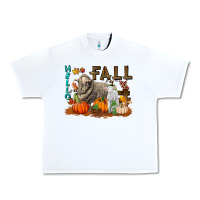 White Hello Fall Merino Wool Sheep Urban Heavy Tee - LillyAllenDesigns