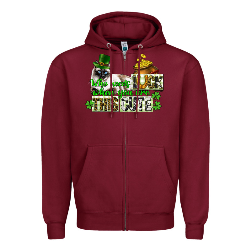 St. Patrick's Cat Who Needs Luck When You Are This Zipper Hoodie by CowGirlArtShop | Teevron