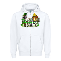White St. Patrick's cat who needs luck when you are this Zipper Hoodie - CowGirlArtShop