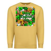 Antique Gold Happy St. Patrick's Day pattern digital paper Premium Sweatshirt - BundleAndBundleShop
