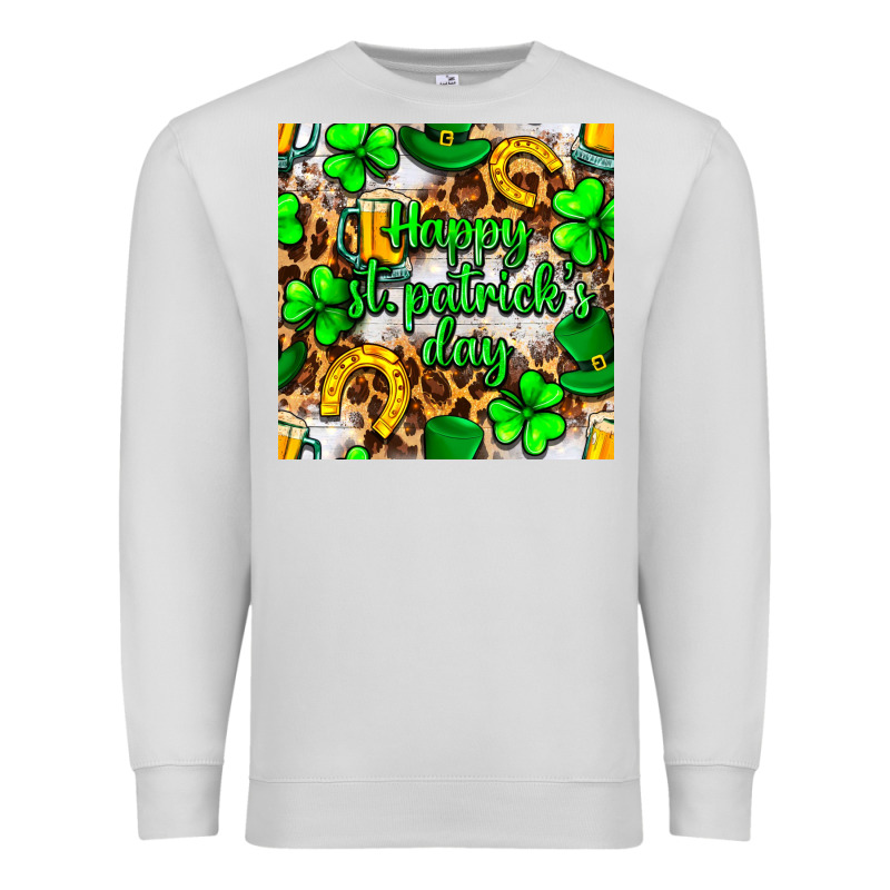 Happy St. Patrick's Day Pattern Digital Paper Premium Sweatshirt by BundleAndBundleShop | Teevron