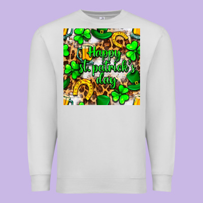 Happy St. Patrick's Day Pattern Digital Paper Premium Sweatshirt Designed By Bundleandbundleshop