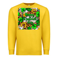 Lemon Happy St. Patrick's Day pattern digital paper Premium Sweatshirt - BundleAndBundleShop