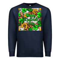 Navy Happy St. Patrick's Day pattern digital paper Premium Sweatshirt - BundleAndBundleShop