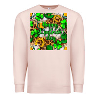 Pale Pink Happy St. Patrick's Day pattern digital paper Premium Sweatshirt - BundleAndBundleShop