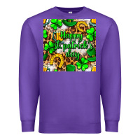 Purple Happy St. Patrick's Day pattern digital paper Premium Sweatshirt - BundleAndBundleShop