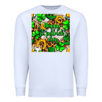 White Happy St. Patrick's Day pattern digital paper Premium Sweatshirt - BundleAndBundleShop