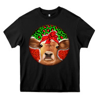 Black Christmas Cow Heavy Core Tee - Jasminsmagicworld
