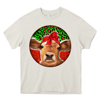 Cream Christmas Cow Heavy Core Tee - Jasminsmagicworld