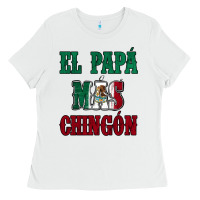 White El Papa Mas Chingon Mexican Flag Ladies Tee - Jasminsmagicworld