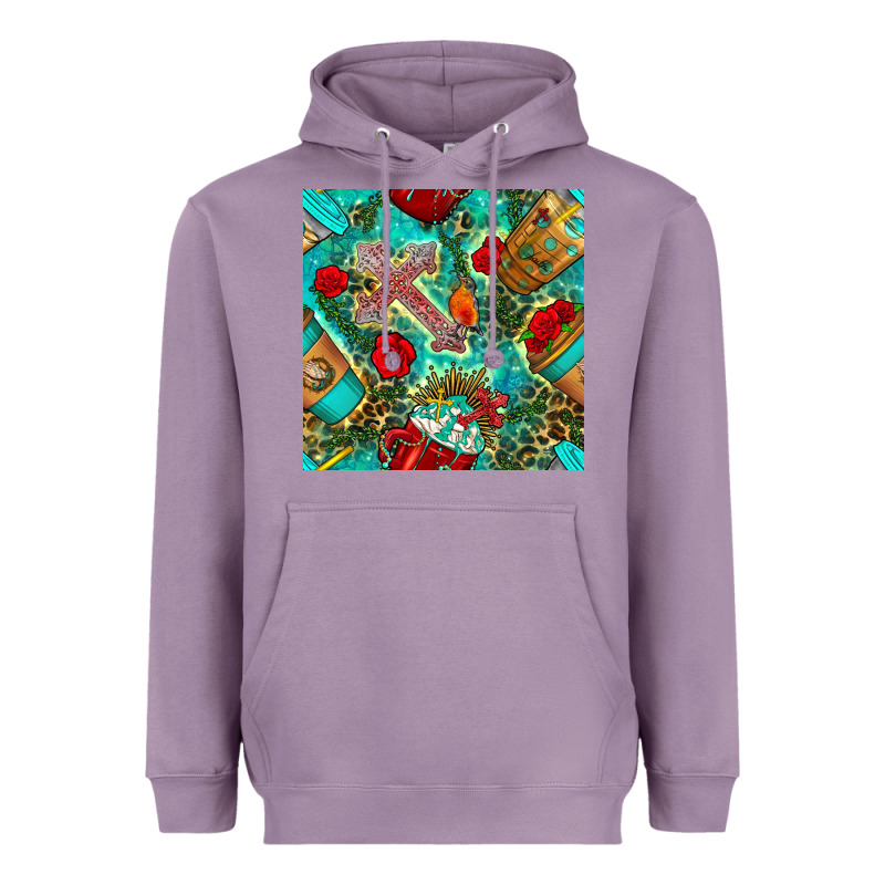 Faith Coffee Cup And Cross With Leopard And Roses Seamless Pattern Bbs Heavyweight Hoodie by BundleAndBundleShop | Teevron