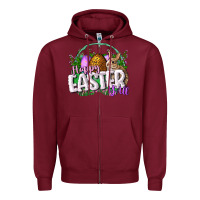 Burgundy happy easHappy Easter y'all Easter Day Zipper Hoodie - CowGirlArtShop