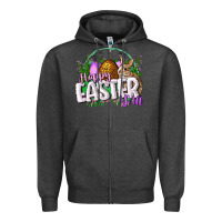 Charcoal Heather happy easHappy Easter y'all Easter Day Zipper Hoodie - CowGirlArtShop