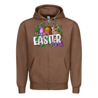 Chestnut happy easHappy Easter y'all Easter Day Zipper Hoodie - CowGirlArtShop