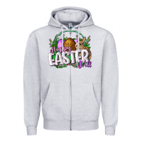 Heather Grey happy easHappy Easter y'all Easter Day Zipper Hoodie - CowGirlArtShop