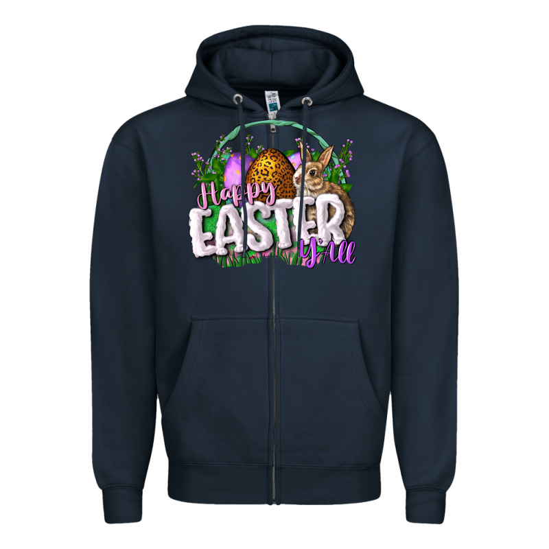 Happy Eashappy Easter Y'all Easter Day Zipper Hoodie by CowGirlArtShop | Teevron