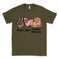 Army Green peace love golden retriever Classic Tee - JahusDesignShop
