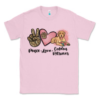 Bubblegum Pink peace love golden retriever Classic Tee - JahusDesignShop