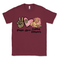Burgundy peace love golden retriever Classic Tee - JahusDesignShop