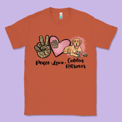 Peace Love Golden Retriever Classic Tee Designed By Jahusdesignshop
