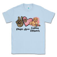 Dusty Blue peace love golden retriever Classic Tee - JahusDesignShop
