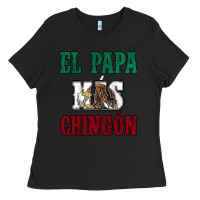 Black El Papa Mas Chingon Mexican Flag Ladies Tee - Jasminsmagicworld