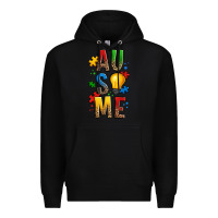 Black ausome autism Premium Hoodie - OliviaCreatesArt