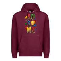Burgundy ausome autism Premium Hoodie - OliviaCreatesArt