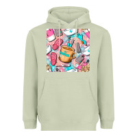 Matcha hospital nurse coffee cups with leopard seamless pattern bbs Heavyweight Hoodie - BundleAndBundleShop