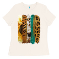 Bone Leopard Sunflower Brush Strokes Ladies Tee - Jasminsmagicworld