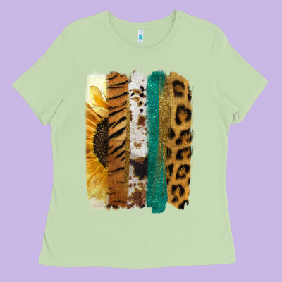 Leopard Sunflower Brush Strokes Ladies Tee Designed By Jasminsmagicworld