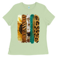 Matcha Leopard Sunflower Brush Strokes Ladies Tee - Jasminsmagicworld
