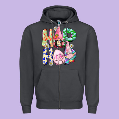 Hop Hop Easter Gnomies Easter Day Zipper Hoodie Designed By Cowgirlartshop