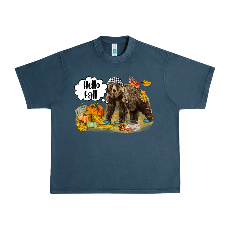 Hello Fall Brown Bear Urban Heavy Tee by LillyAllenDesigns | Teevron