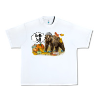 White Hello Fall Brown Bear Urban Heavy Tee - LillyAllenDesigns
